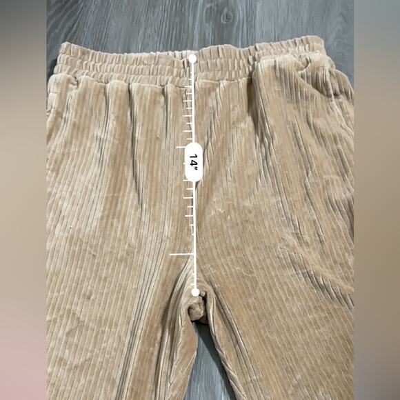 H&M Tan Corduroy High Rise Ankle Length Jogger Pants Size M - Picture 8 of 9